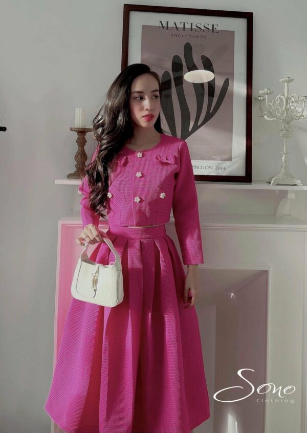 Sét áo và váy hồng đính nơ Sono clothing - Hình ảnh 2