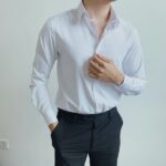 AKUBA Áo sơ mi trắng tay dài nam form slimfit tôn dáng, chất liệu Modal mềm mát, phong cách Sartorial lịch lãm 01T0038