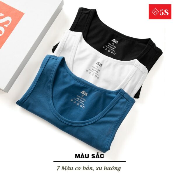 Áo Ba Lỗ Nam 5S (8 màu), Vải Cotton Mềm Mại, Dáng Thể Thao, Thấm Hút Mồ Hôi, Co Giãn Cực Tốt (ABL21004-01). - Hình ảnh 6