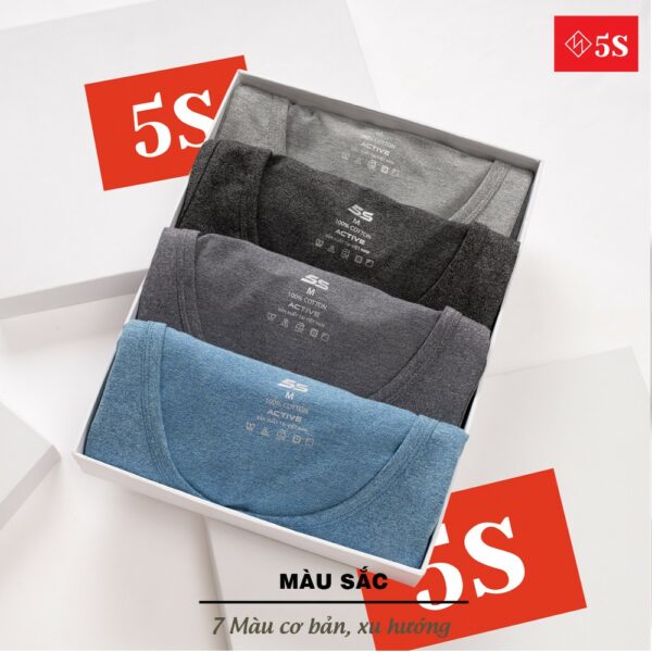 Áo Ba Lỗ Nam 5S (8 màu), Vải Cotton Mềm Mại, Dáng Thể Thao, Thấm Hút Mồ Hôi, Co Giãn Cực Tốt (ABL21004-01). - Hình ảnh 7