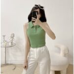 Áo ba lỗ thun tăm cổ polo LYRA, dáng croptop ôm xinh xắn-VSYAC0126