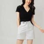 Áo cổ tim chồng dúm sườn CChat Clothes 11ATC0001OH