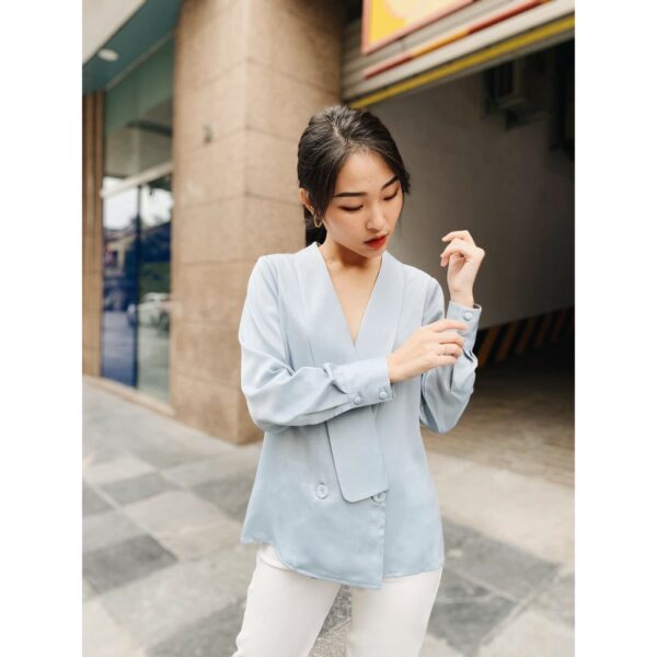 Áo cổ V nữ kiểu 2NDDATE TOP019PB - Hình ảnh 2