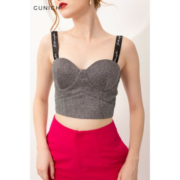 Áo croptop metalic phối khóa đồng Gunich - Hình ảnh 2