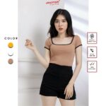 Áo croptop nữ kiểu dáng ôm, thun tay ngắn phối viền CRAZYTEEN phong cách năng động (AC0067)