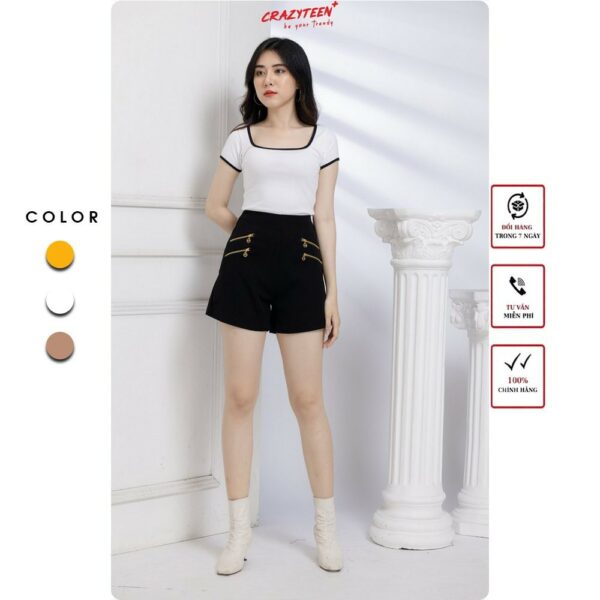 Áo croptop nữ kiểu dáng ôm, thun tay ngắn phối viền CRAZYTEEN phong cách năng động (AC0067) - Hình ảnh 2