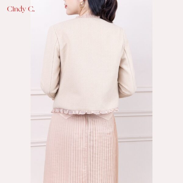 Áo Khoác Dạ Tweed Porky CINDY C Màu Kem Sang Chảnh S21889 - Ảnh 4