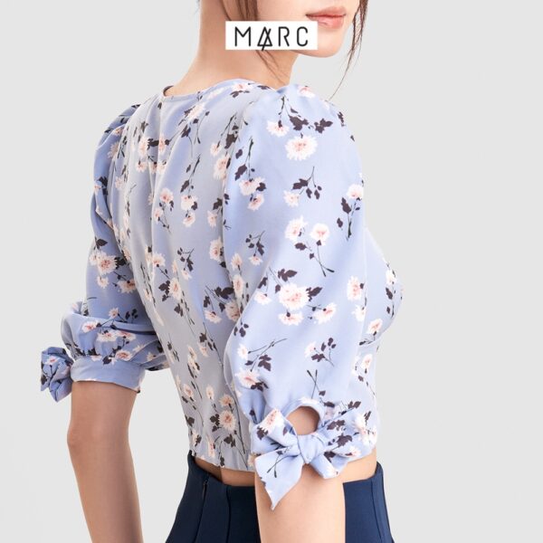 Áo kiểu nữ MARC FASHION crop cổ V cài nút nhấn nơ tay - Hình ảnh 4