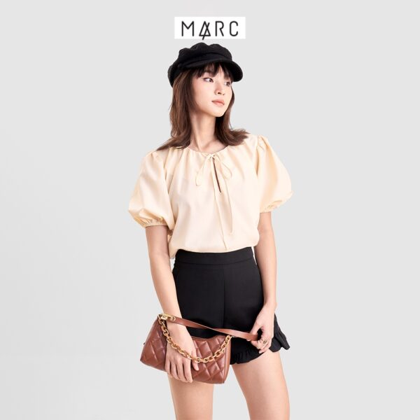 Áo kiểu nữ MARC FASHION form suông nhún cổ cột dây nơ - Hình ảnh 2
