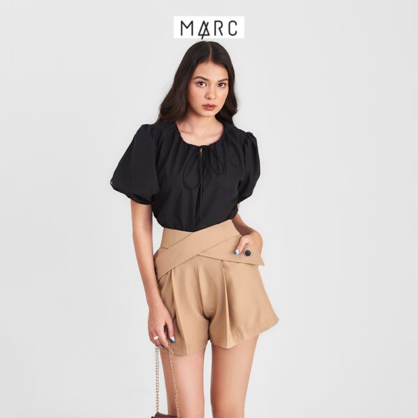Áo kiểu nữ MARC FASHION form suông nhún cổ cột dây nơ - Hình ảnh 4