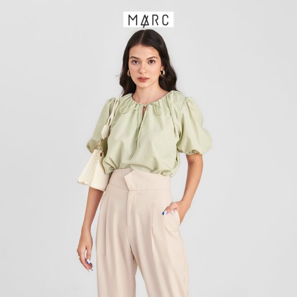 Áo kiểu nữ MARC FASHION form suông nhún cổ cột dây nơ - Hình ảnh 5