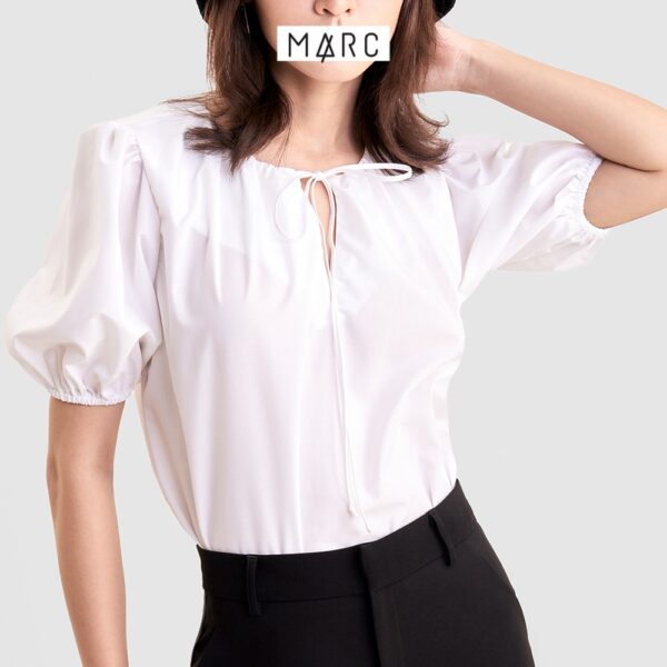 Áo kiểu nữ MARC FASHION form suông nhún cổ cột dây nơ - Hình ảnh 7