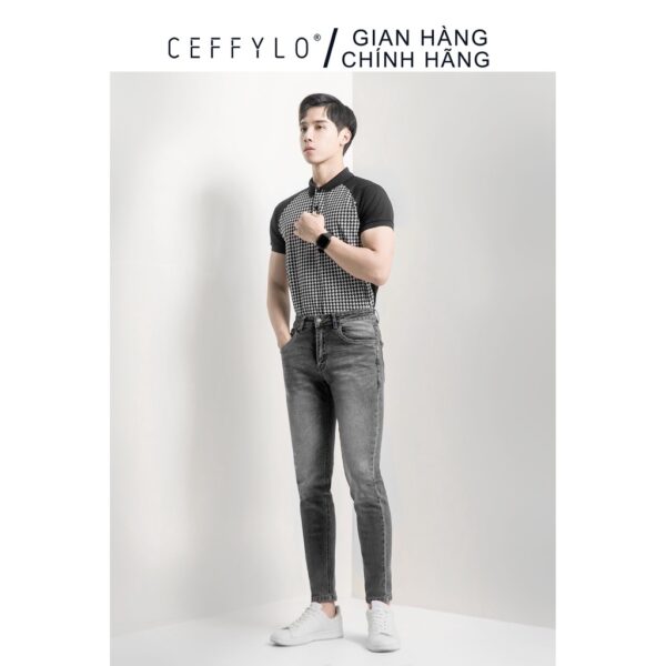 Áo Polo Cotton In Họa Tiết CF Đen, Vải Cotton Mềm Mịn, Thấm Hút Mồ Hôi - CEFFYLO - Hình ảnh 2