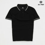 Áo Polo nam AC MEN phối cổ dệt viền, vải cá sấu Cotton xuất xịn, sang trọng – lịch lãm CB499ĐEN