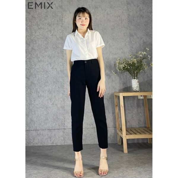 Áo sơ mi công sở cơ bản EMIX (màu trắng), dáng dài, form rộng, vải lụa thô, mềm mịn, không bai xù a66 - Ảnh 5