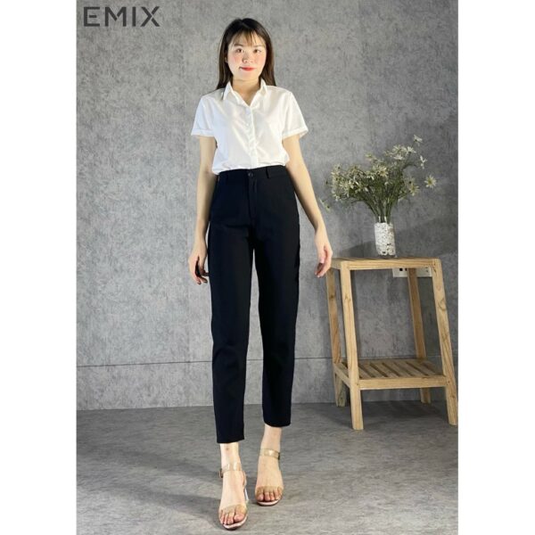 Áo sơ mi công sở cơ bản EMIX (màu trắng), dáng dài, form rộng, vải lụa thô, mềm mịn, không bai xù a66 - Ảnh 6