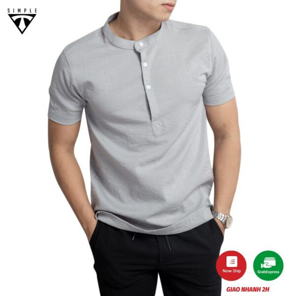 Áo Sơ Mi Đũi Nam TSIMPLE ngắn tay cổ tàu vải Linen mềm mịn thoáng mát lịch sự thời trang cao cấp ADS - Ảnh 7