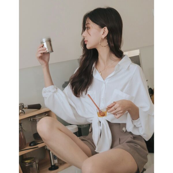 Áo sơ mi dáng rộng tay bo nữ Air Space 2121821017 - Hình ảnh 4