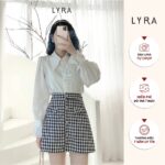 Áo sơ mi lụa thiết kế by LYRA, chất lụa cap cấp xếp ly ngực cổ lá sang chảnh, tiểu thư-LWTSM016