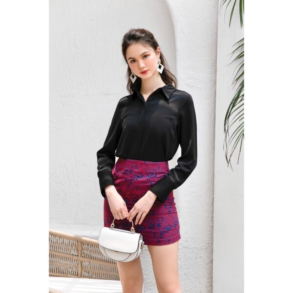 Áo Sơ Mi Nữ Cơ Bản GILLEE Lụa Cát Trơn Melani - Ảnh 6