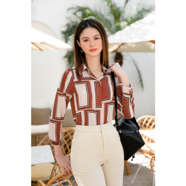 Áo Sơ Mi Nữ Cơ Bản GILLEE Lụa Họa Tiết Nhiều Màu - Ảnh 7