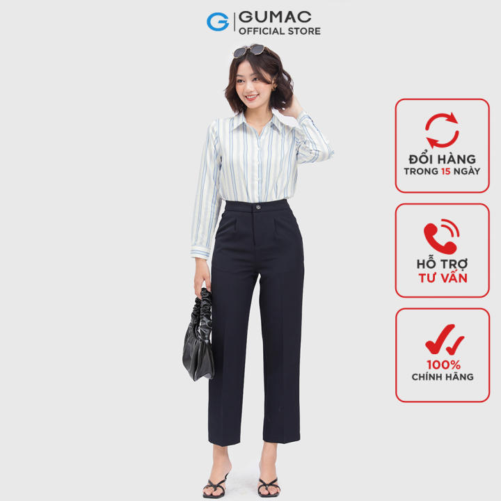 Áo sơ mi nữ GUMAC AC04012 trắng sọc thời trang