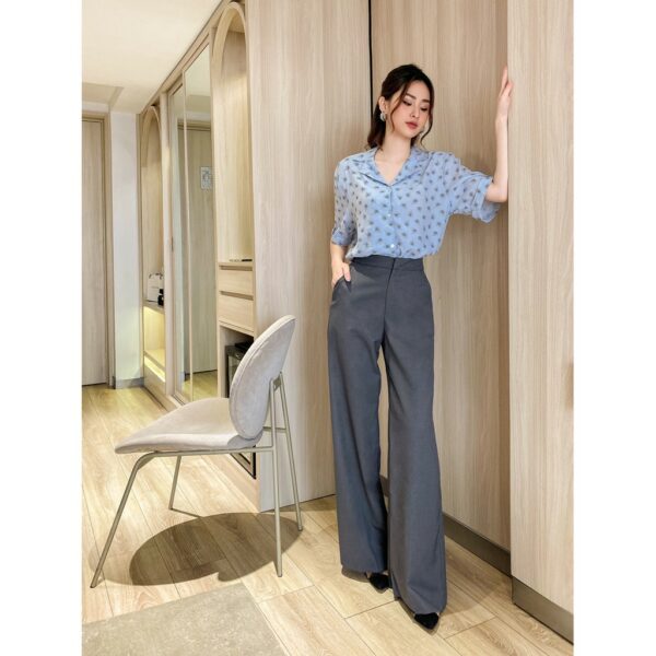 Áo Sơ Mi Nữ Tay Ngắn Cổ Vest Lụa GILLEE Họa Tiết Hoa Calantha - Hình ảnh 6