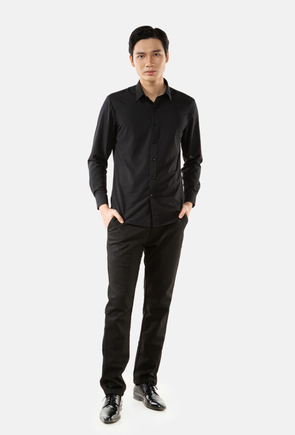 Áo sơ mi nam dài tay Bamboo Ex-Soft kháng khuẩn màu đen - Hình ảnh 2