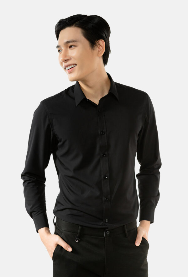 Áo sơ mi nam dài tay Bamboo Ex-Soft kháng khuẩn màu đen