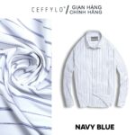 Áo Sơ Mi Nam Họa Tiết Kẻ Sọc Xanh Navy CEFFYLO 2, Vải Cotton Mềm Mịn, Form Chuẩn