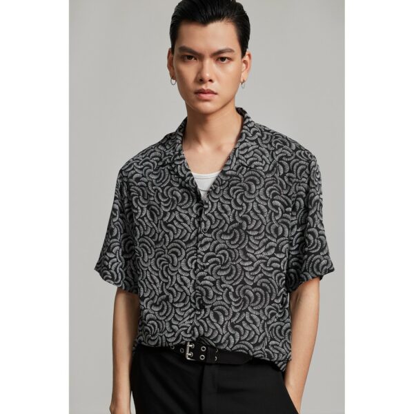 Áo sơ mi ngắn tay nam họa tiết HIGHWAY MENSWEAR Paper Fan Cuban Shirt - Hình ảnh 2