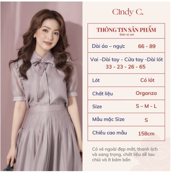 Áo sơ mi Samson CINDY C chất liệu Organza phong cách công sở 730 - Hình ảnh 6