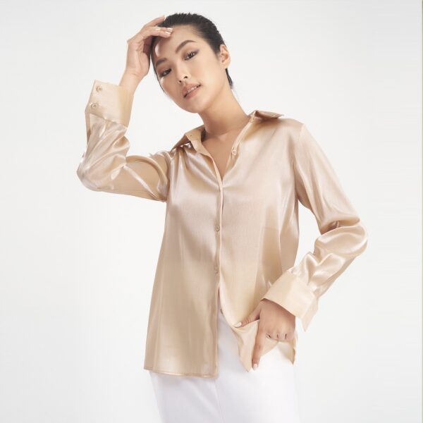 Áo sơ mi tơ lụa phủ bóng 2ND DATE TOP032G - Hình ảnh 7