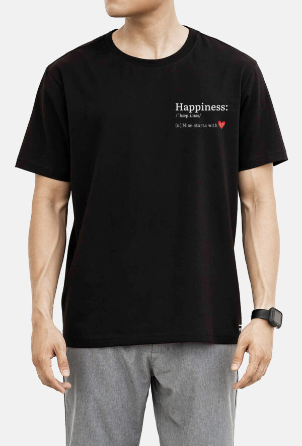 Áo thun Cotton Compact in "Happiness" màu đen - Ảnh 2