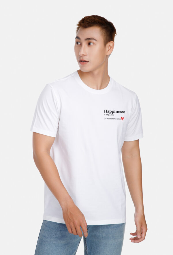 Áo thun Cotton Compact in "Happiness" màu trắng - Ảnh 2