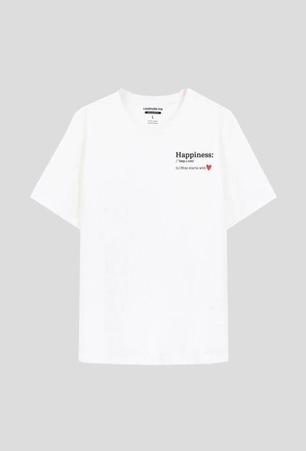 Áo thun Cotton Compact in "Happiness" màu trắng