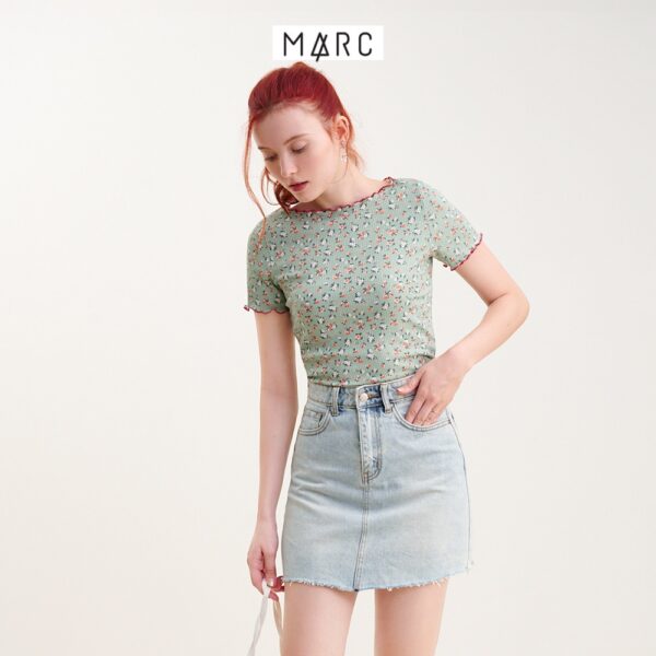 Áo thun nữ MARC FASHION họa tiết hoa viền chỉ màu - Hình ảnh 4