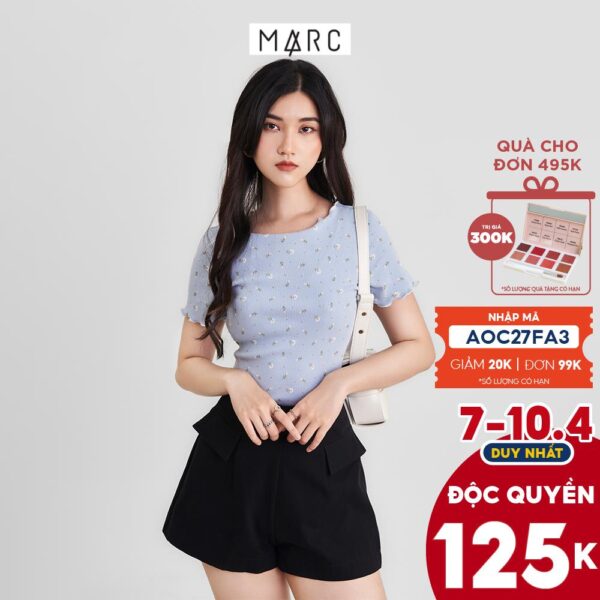 Áo thun nữ MARC FASHION họa tiết hoa viền chỉ màu