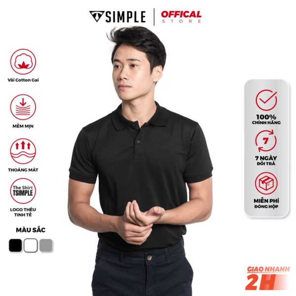 Áo Thun Polo Nam ngắn tay TSIMPLE cổ bẻ vải cá sấu cotton cao cấp xuất xịn chuẩn form logo thêu ACT - Hình ảnh 4