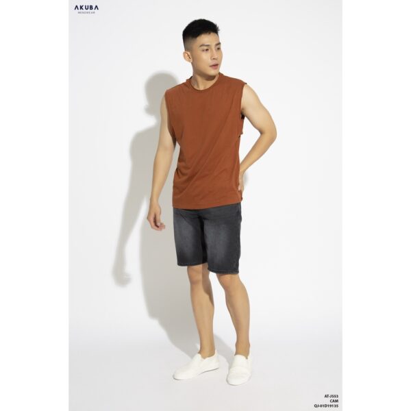 Áo thun tanktop nam AKUBA cổ tròn form oversize, chất liệu single cotton 100% sợi tự nhiên thoáng mát 01J553 - Hình ảnh 5