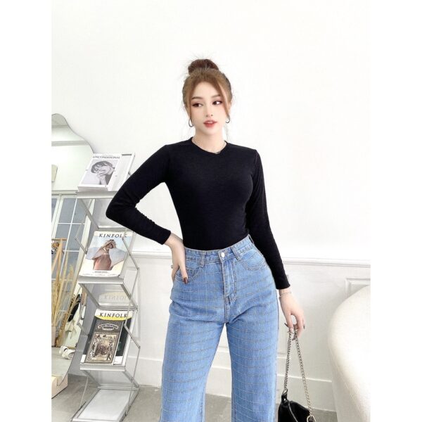 Áo thun tay dài nữ CRAZYTEEN thun mịn co giãn tốt AT0197 - Hình ảnh 2
