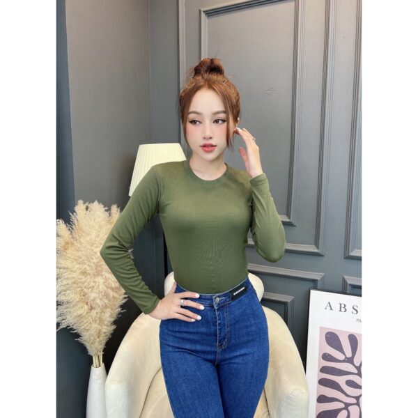 Áo thun tay dài nữ CRAZYTEEN thun mịn co giãn tốt AT0197 - Hình ảnh 4