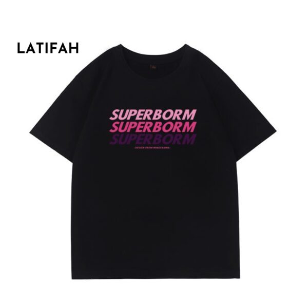 Áo thun unisex tay lỡ Latifah form rộng in chữ SUPER BORM AT002 chất vãi dày dặn co giãn 2 chiều