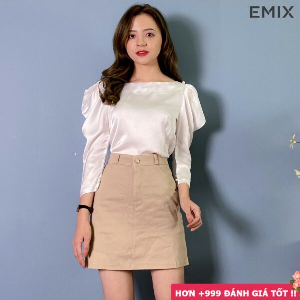 Chân váy chữ a chất kaki EMIX (2 màu). dáng ngắn, chữ A, chất kaki mềm, co giãn nhẹ, không có quần lót trong, tôn dáng - Hình ảnh 2