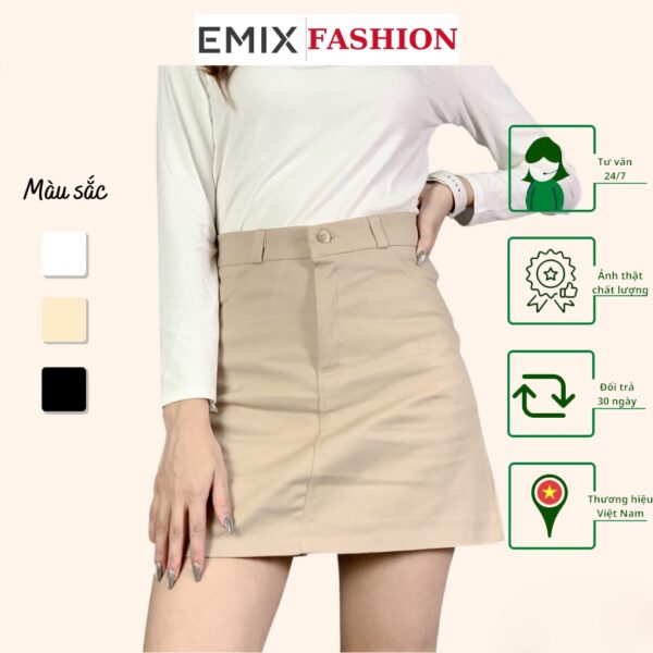Chân váy chữ a chất kaki EMIX (2 màu). dáng ngắn, chữ A, chất kaki mềm, co giãn nhẹ, không có quần lót trong, tôn dáng