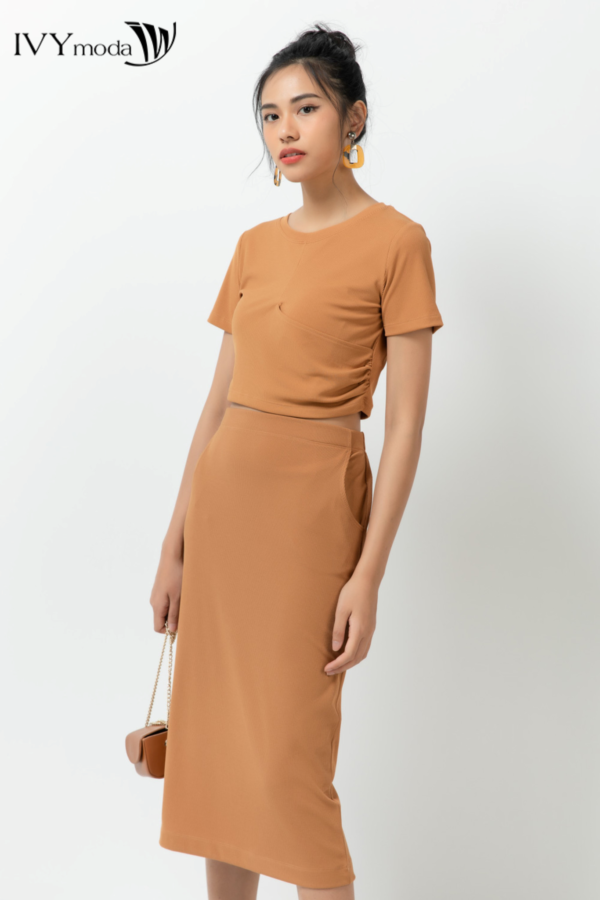Chân váy nữ dáng ôm chất liệu thun gân cao cấp IVY moda MS 30M6751