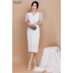 Đầm body dự tiệc 3335 màu trắng GUCO