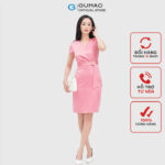 Đầm dáng ôm GUMAC DC04034 cổ tim xếp ly eo