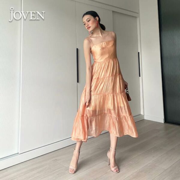 Đầm Joven sunset maxi tơ nhăn 2 dây - chất liệu cotton cao cấp