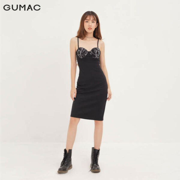 Đầm nữ GUMAC thiết kế 2 dây in ngực DA1248